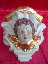 Bella Vecchia Consolle In Legno Con Angeli Intagliati E Dipinti!