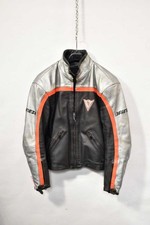 Giacca Moto Uomo Dainese Tg.52 Vera Pelle Grigio Nero Rosso (No Imbottitura Inte