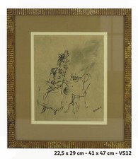 GIULIO DA MILANO 1895-1991 QUADRO RITRATTO FEMMINILE INCHIOSTRO SU CARTA VS12