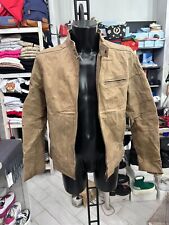 Vera Pelle Giubbotto In Pelle Usato Uomo Man Tg54 Beige LLV708