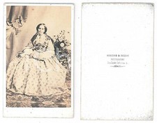 1870 ca NOBILTA' GENOVA Donna in abito stampato *Foto HODCEND & DEGOIX