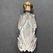 Antique Cut Glass Brass Topped