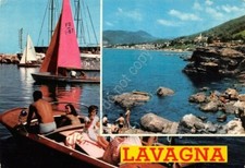 Cartolina Lavagna vedute motoscafo Riva 1977 (Genova)