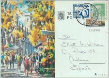 85337 - SPAGNA - Storia Postale - CARTOLINA CANCELLERIA affrancata su nave 1975 BRASILE