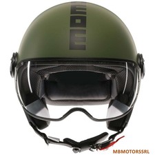 CASCO MOTO JET MOMO DESIGN FGTR CLASSIC MONO E2206 VERDE MILITARE OPACO NERO