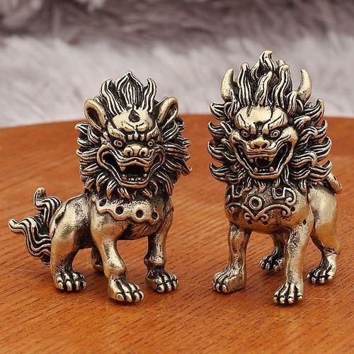 Coppia statue ottone feng - ottone,
