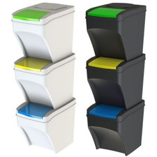 Pattumiera contenitori Raccolta Differenziata impilabili set 3 25 litri per casa