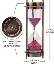 Antica bussola timer sabbia ottone marino nautico marittimo orologio da scriv...