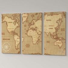 Set 3 Quadri Planisfero