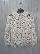 Poncho vintage bianco fatto a
