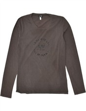 Top ARMANI donna slim grafico manica lunga EU 44 XL grigio cotone ZW20