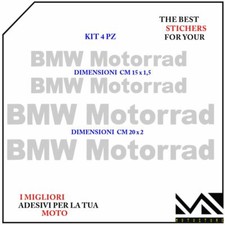 KIT 4 ADESIVI Stickers Decal  PER MOTO BMW MOTORRAD SPORT COLORE ARGENTO