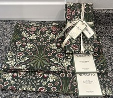 William Morris & Co Set di 8 tovagliette e 8 tovaglioli verde giacinto 100% cotone