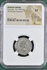 Impero Romano Caracalla AD 198-217 AR Doppio Denario NGC XF (graffi)