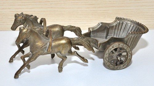 Carro biga con cavalli - , ottone
