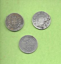 3 monete argento da 1 Lira Regno Italia anni 1863-1887-1907