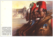 FASCISMO 1a ADUNATA TRUPPE COLONIALI A ROMA 1937 ILLUSTRATORE TAFURI