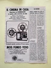 FUMEO 9200 PROIETTORE RITAGLIO CLIPPING PUBBLICITA' ANNI 1960 ADVERTISING G8