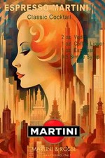 Poster Manifesto Locandina Pubblicità Stampa Vintage Cocktail Martini 60x90 Cm.