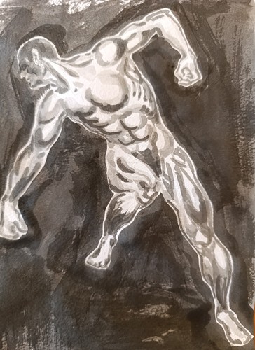 Quadro nudo maschile bianco - , e