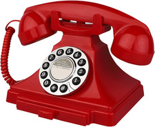 Telefono rosso vintage con - telefono,