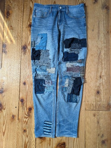 Jeans denim patchwork blu