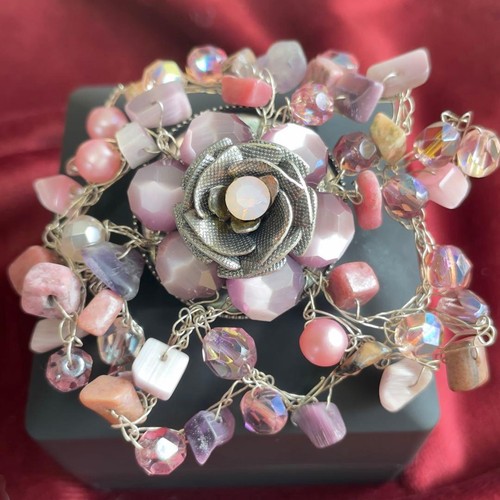 Spilla vintage fiore rosa inca