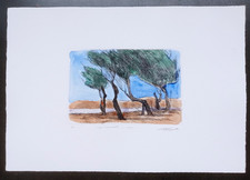 Longaretti, incisione acquarellata a mano