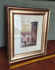 Quadro OLIO su ottone laminato ORO - Soggetto campagna - Cornice legno d'orato