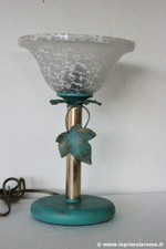 LAMPADA DA TAVOLO VINTAGE STILE SHABBY ABAT JOUR BASE DIPINTA  TABLE LAMP ITALY