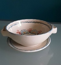 "Giuseppe Indino",ceramica artistica,ciotola con 7 fori + piatto decorati a mano