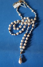 COLLANA DONNA PERLE DI MAIORCA LUNGA E DORATA  IDEA REGALO (C22)