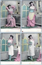SET/4 CARTOLINE ALTEROCCA TERNI ANNI 1910 DONNA SI SPOGLIA BELLISSIMI COLORI