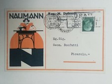 CARTOLINA PUBBLICITARIA NAUMANN BOLOGNA MACCHINA DA CUCIRE ARTE