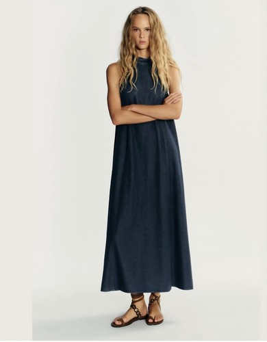 Abito denim zara trf halter - denim,