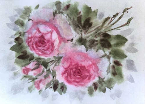 Fiore rosa polverosa vintage - rosa,