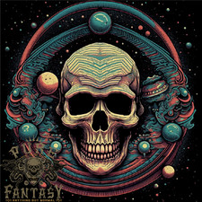 Astro Teschio Pianeti Universo Spazio Uomo Cotone Leggero T-Shirt