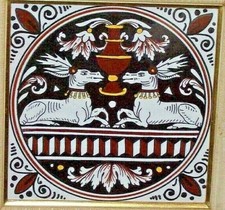 ANTICA MATTONELLA SIENA - PARTICOLARI PAVIMENTO DEL DUOMO -CERAMICA coppia cervi