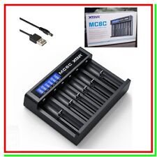 caricabatterie per pile litio ricaricabili 3,6v 3,7v XTAR MC6C LCD USB 6 posti