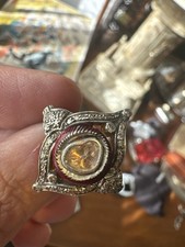 Straordinario Antico Anello Oro 14 Kt Brillanti E Diamante Fancy  Stile  Moghul 