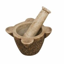 Mortaio in marmo pietra da cucina con pestello da usare anche in farmacia  19 cm