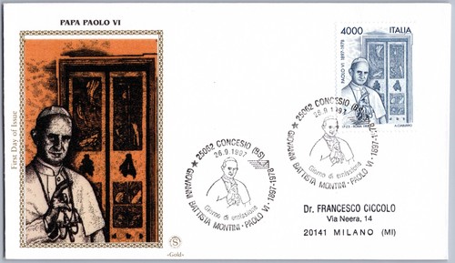 Italia fdc papa - italia, 4000