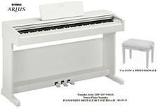 YAMAHA YDP 145 WHITE BIANCO PIANOFORTE PIANO DIGITALE 88 TASTI PESATI CON PANCA