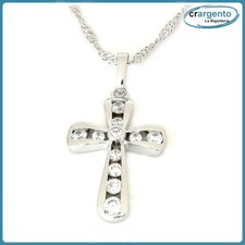 collana uomo donna acciaio con ciondolo croce pendente catena sottile girocollo