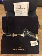 Bracciale Uomo MASERATI - Cod. JM422AVE10 - Pelle Blu Acciaio Bicolore - NUOVO