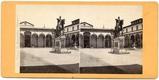 Stereoview (1), Italy, Florence (Firenze): “Piazza St. Annunziata”, by SOMMER