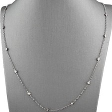 Brillant-Kette 15 Diamanti 0,50 Carati Stations-Collier 750er Oro Bianco Nuovo