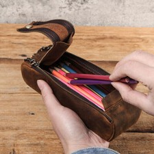 Cowhide Leather Pencil Pouch