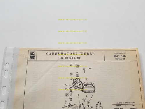 Weber carburatore imb - 28, 3/250