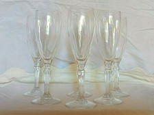 Antico Servizio 6 bicchieri calici in cristallo molato, Flute, vino, champagne. 